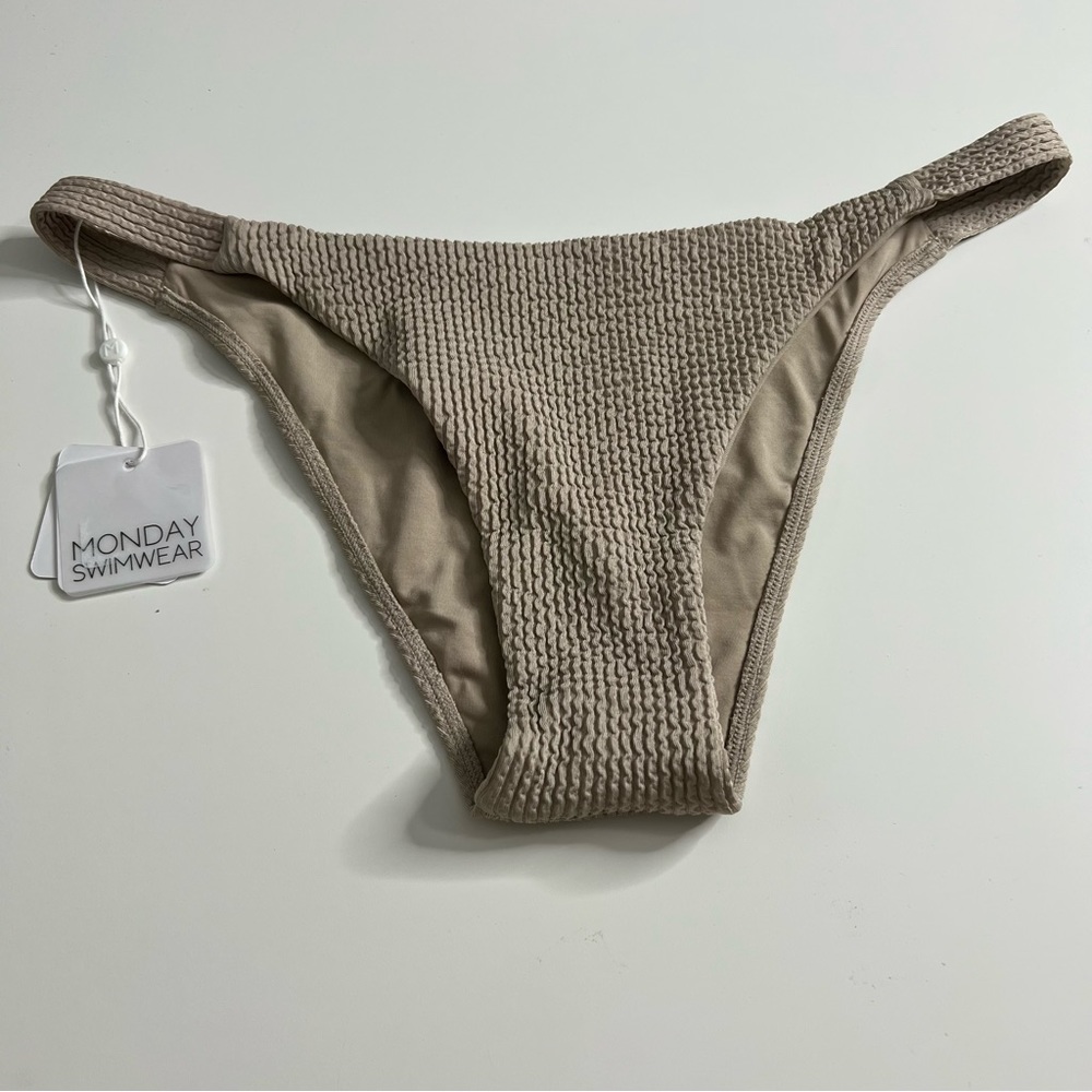 MONDAY SWIMWEAR Java Oat Crinkle Bikini Bottom -TWO MATCHING TOPS LISTED AS WELL